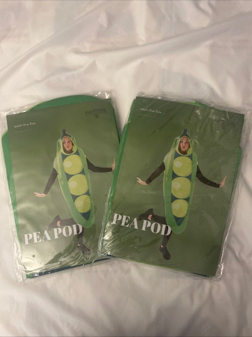 New “Peas In A Pod” Pea Pod Costumes Adult One Size Bodysuit (Set of 2)